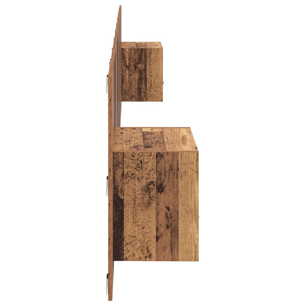 Kopfteil mit Schrank mit Schubladen 3 pcs Altholz Holzwerkstoff