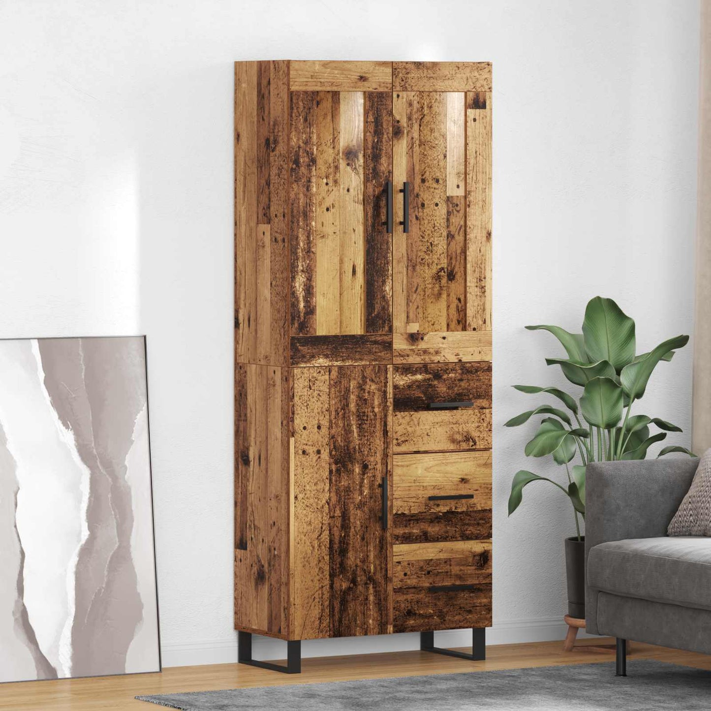 Highboard 2 Stk. Altholz 69,5 x 34 x 180 cm