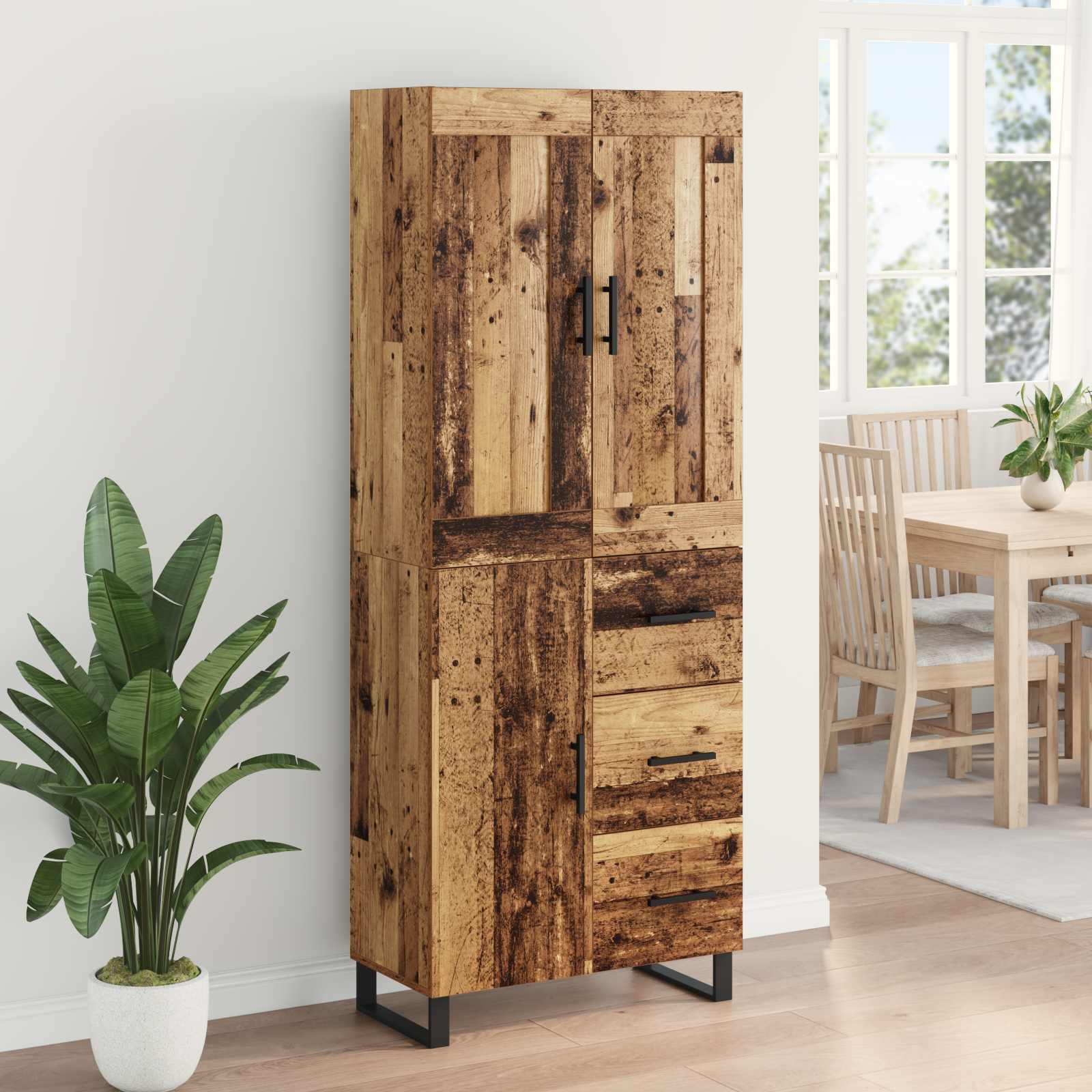 Highboard 2 Stk. Altholz 69,5 x 34 x 180 cm