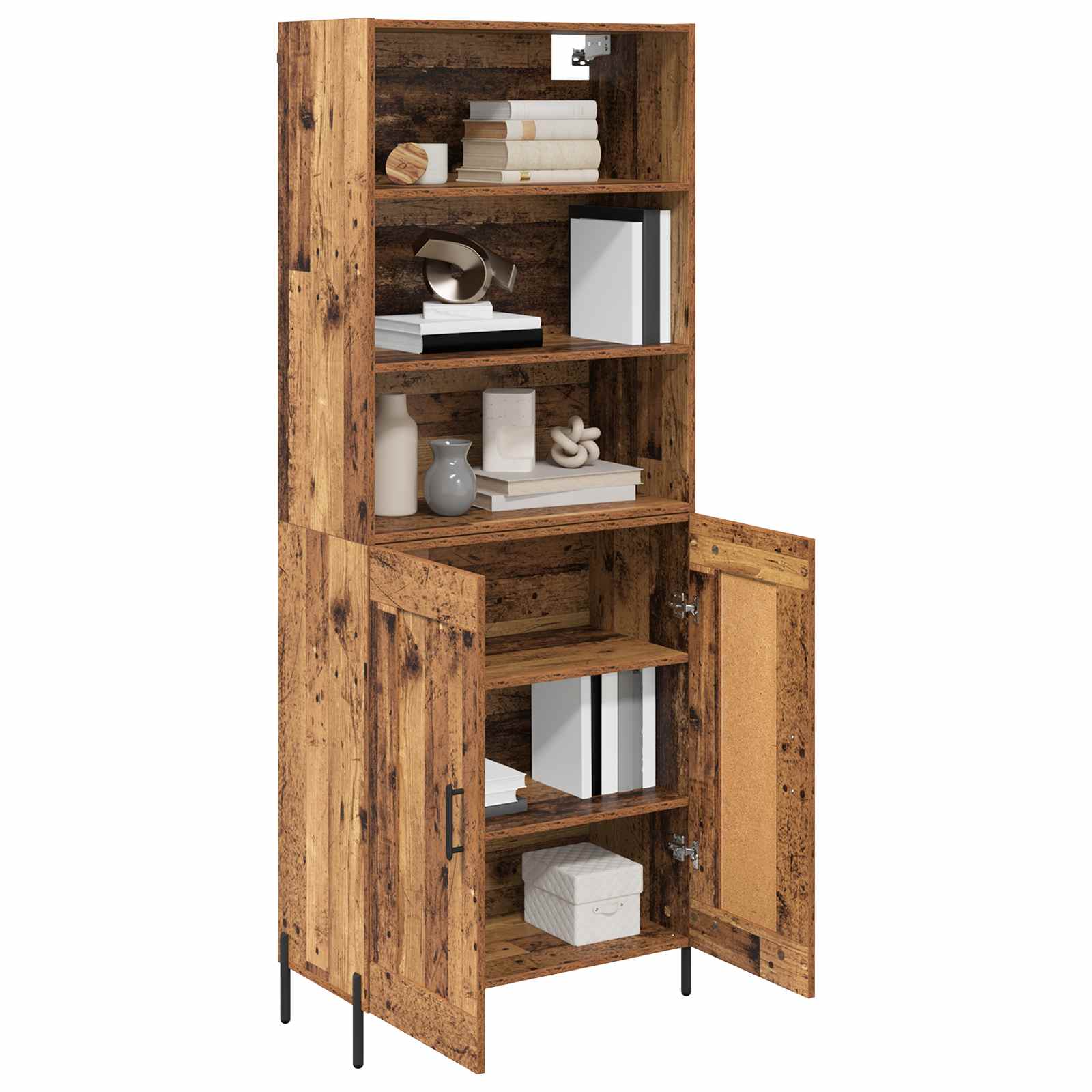 Highboard Altholz 69,5 x 32,5 x 180 cm Holzwerkstoff