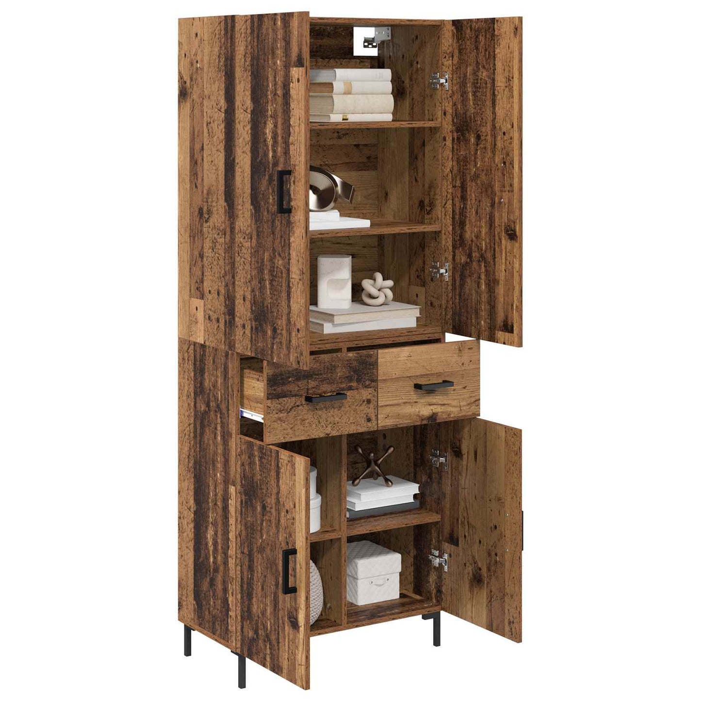 Highboard Wandmontiert Altholz 69,5 x 34 x 180 cm Holzwerkstoff