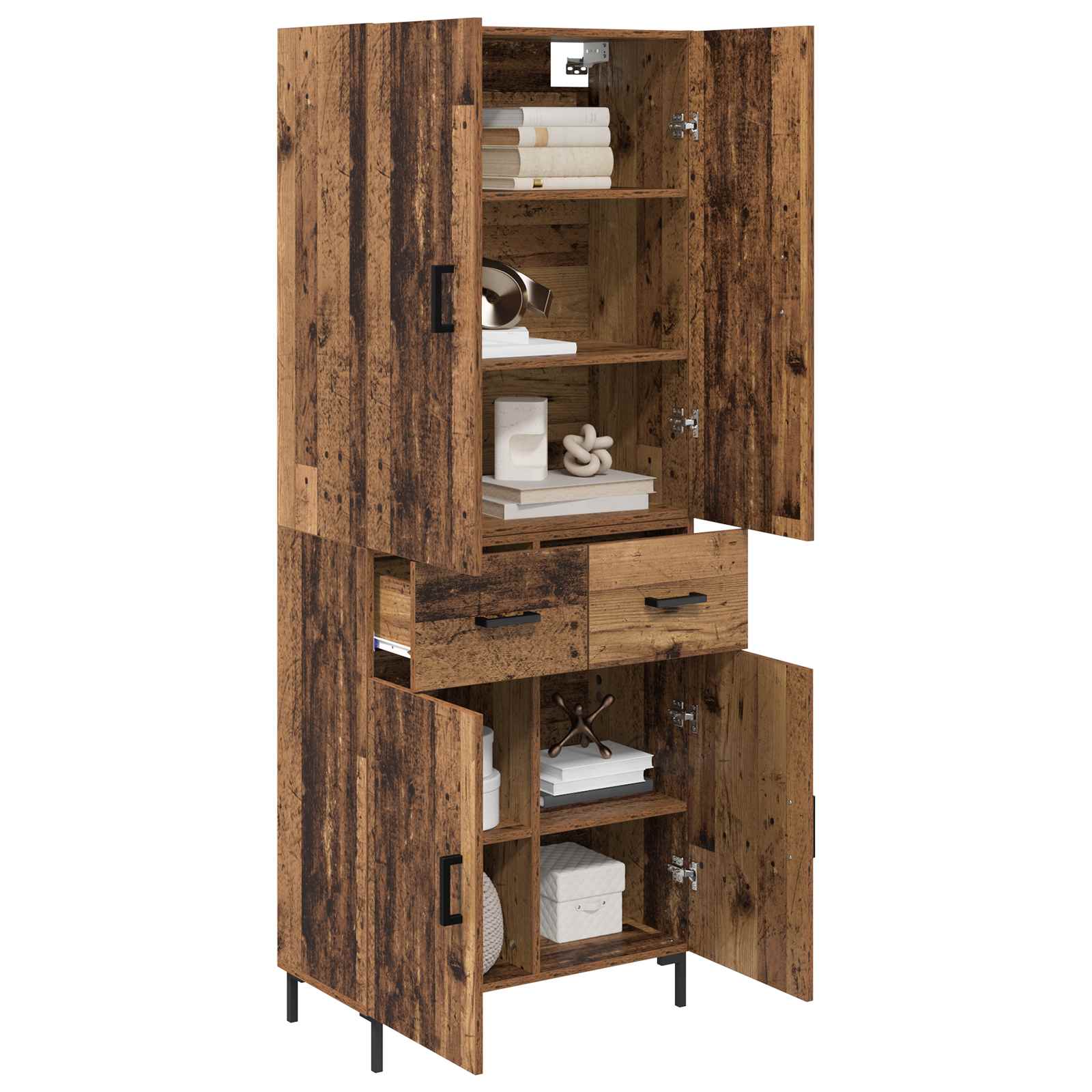 Highboard Wandmontiert Altholz 69,5 x 34 x 180 cm Holzwerkstoff