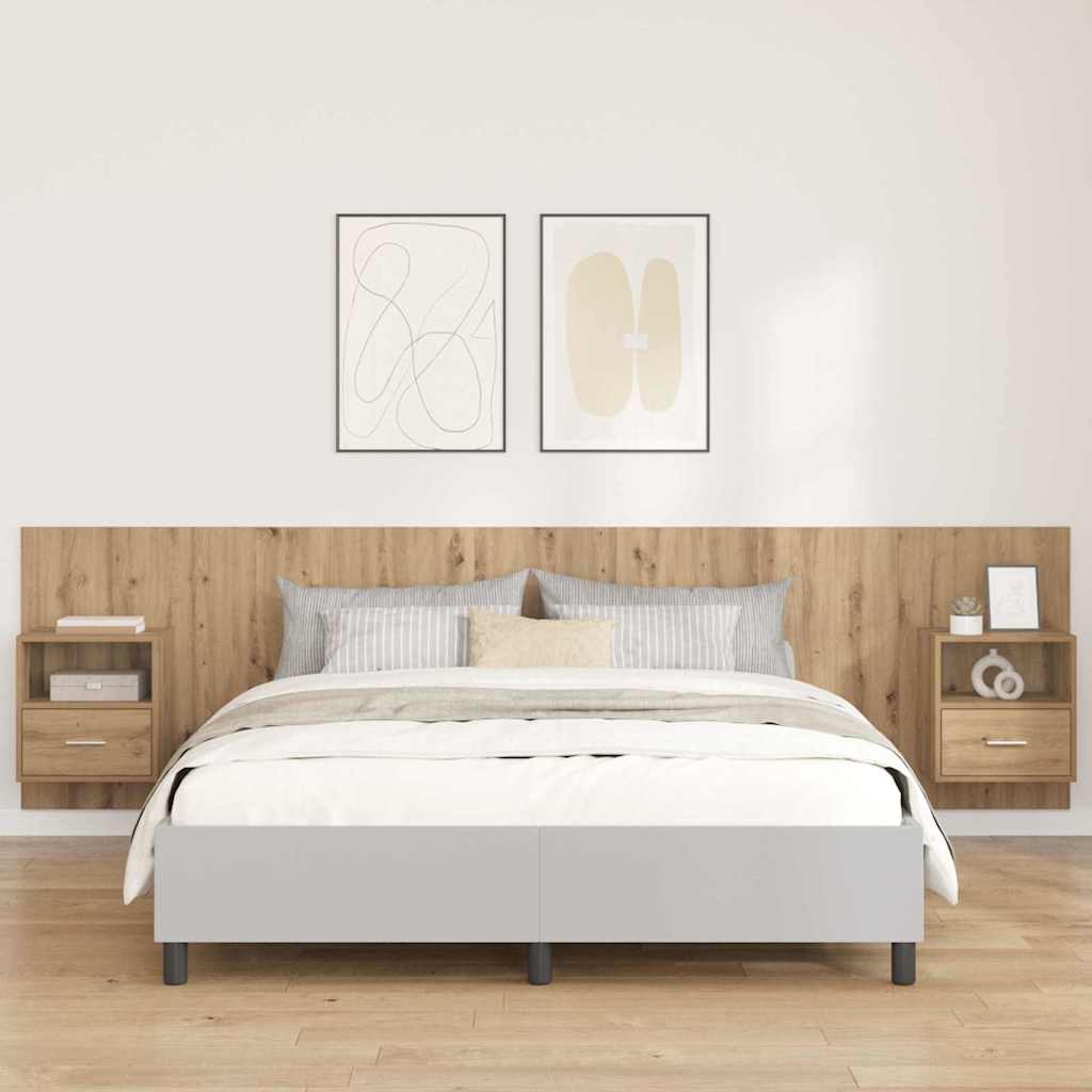Kopfteil mit Schrank 3 stk. Artisan-Eiche Holzwerkstoff