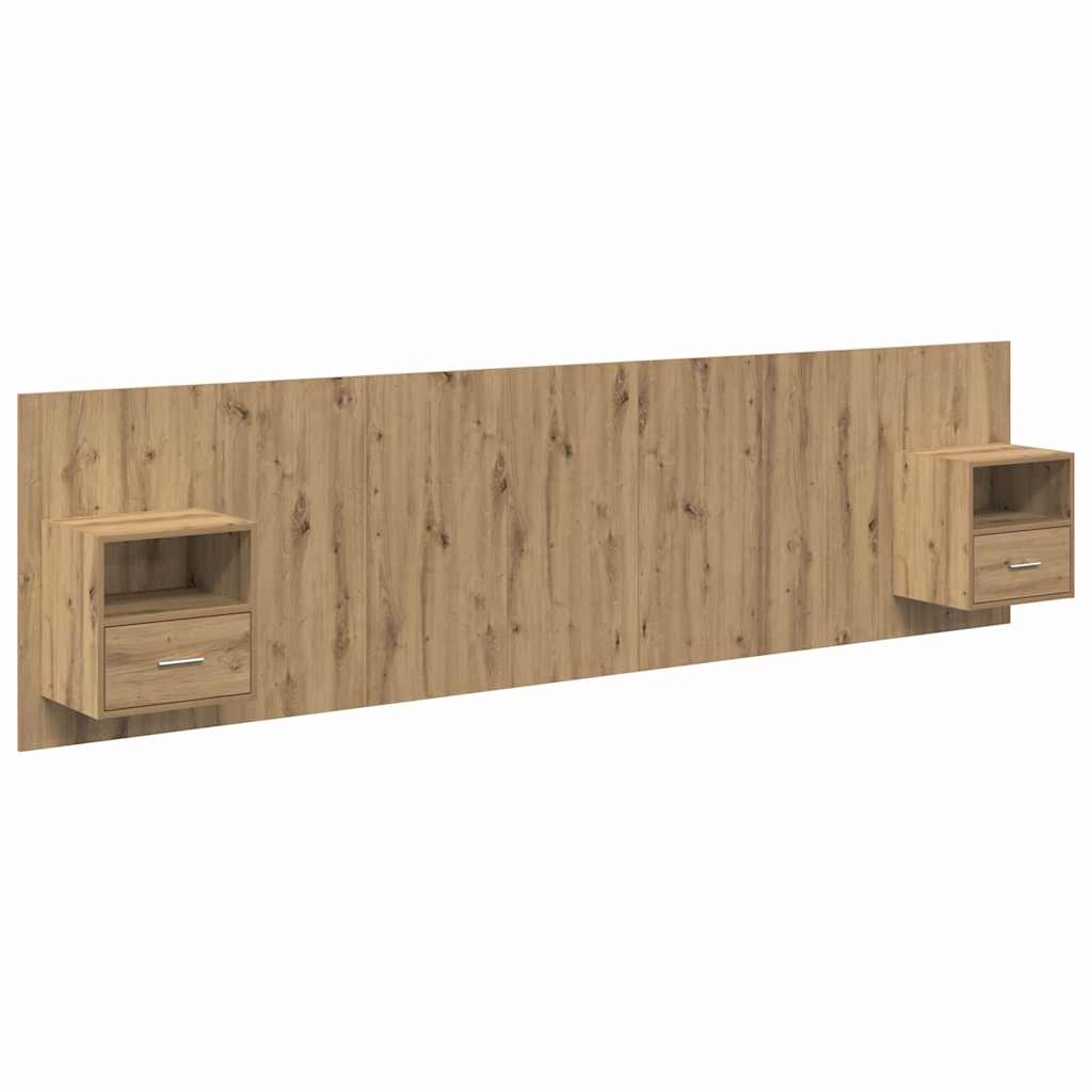 Kopfteil mit Schrank 3 stk. Artisan-Eiche Holzwerkstoff