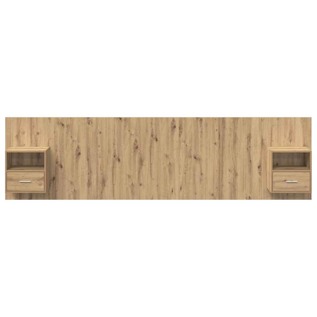 Kopfteil mit Schrank 3 stk. Artisan-Eiche Holzwerkstoff