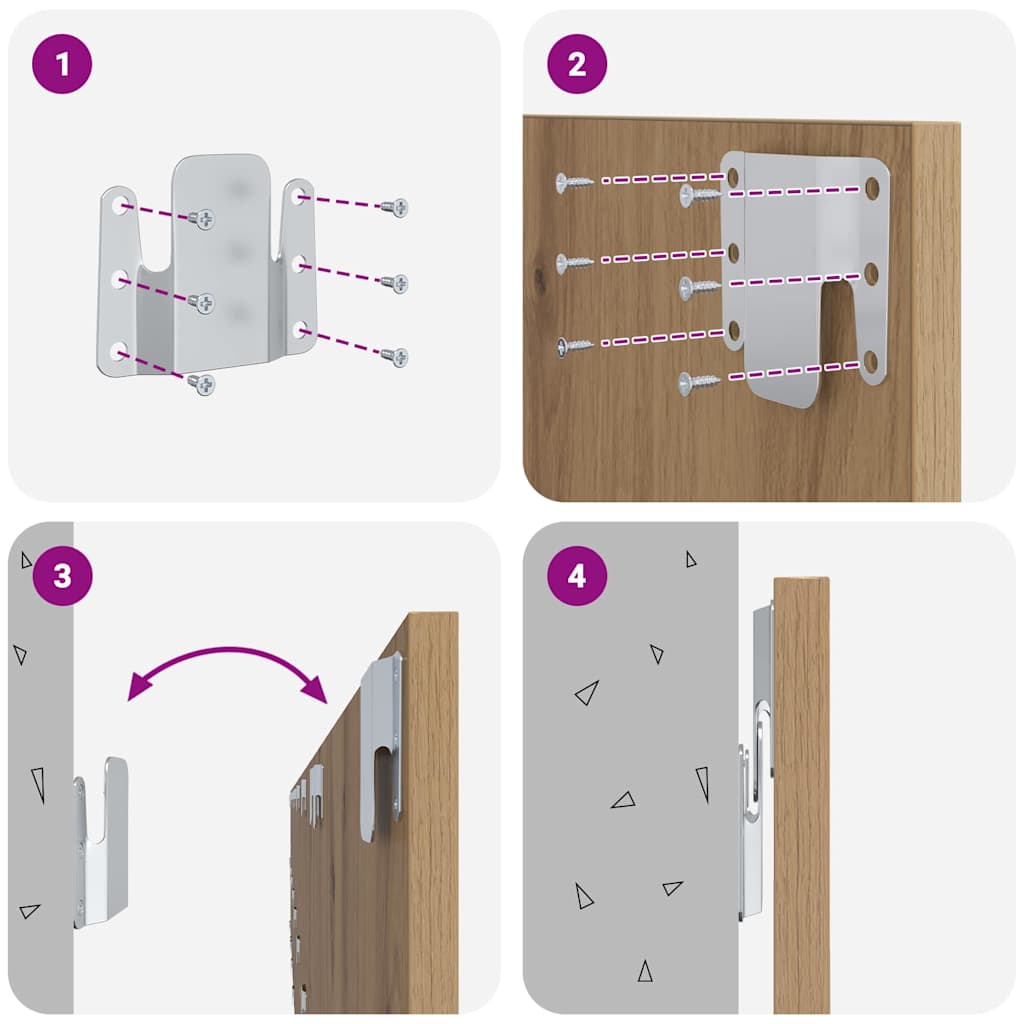 Kopfteil mit Schrank 3 stk. Artisan-Eiche Holzwerkstoff