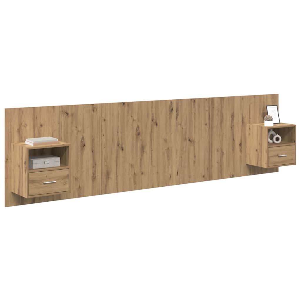 Kopfteil mit Schrank 3 stk. Artisan-Eiche Holzwerkstoff