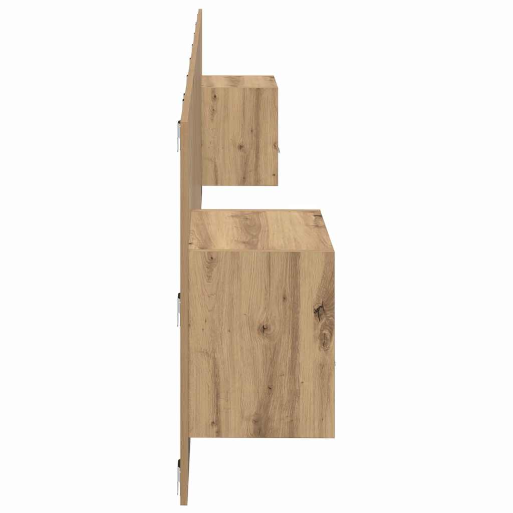 Kopfteil mit Schrank 3 stk. Artisan-Eiche Holzwerkstoff