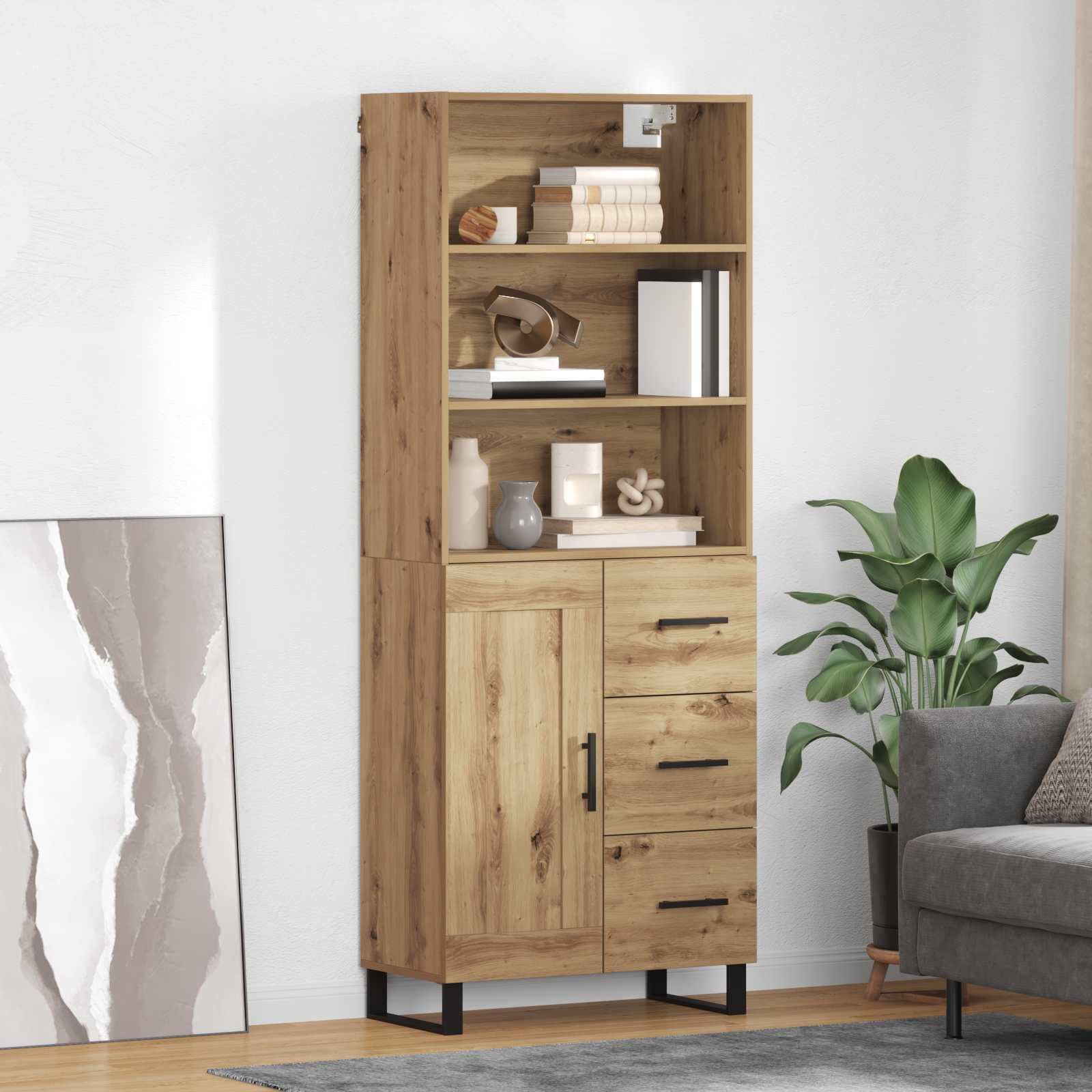 Highboard 2 stk. Artisan-Eiche 69,5 x 34 x 180 cm