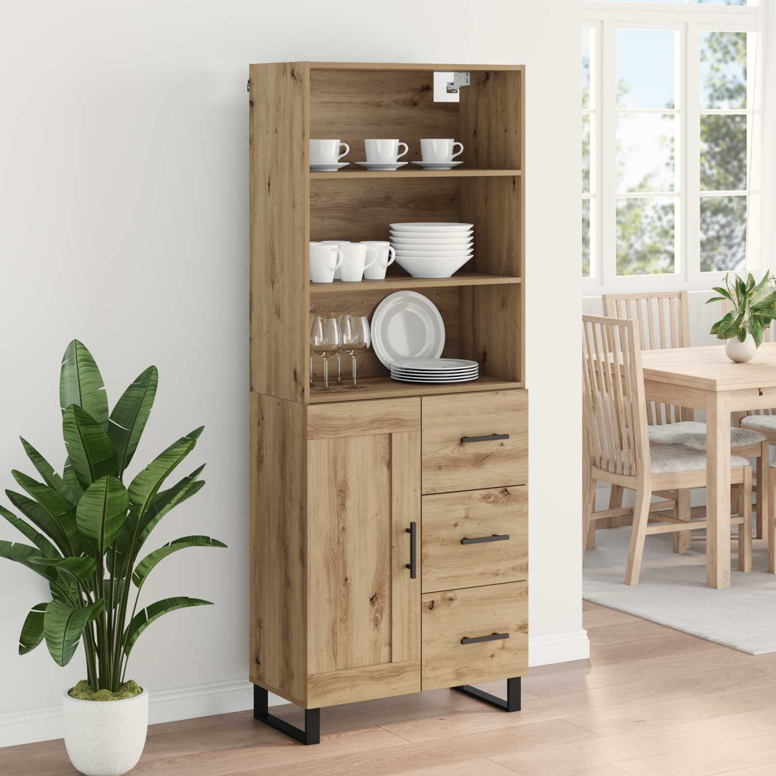 Highboard 2 stk. Artisan-Eiche 69,5 x 34 x 180 cm
