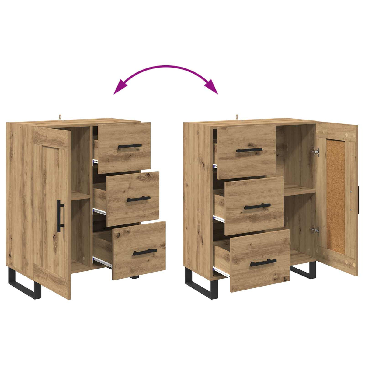 Highboard 2 stk. Artisan-Eiche 69,5 x 34 x 180 cm