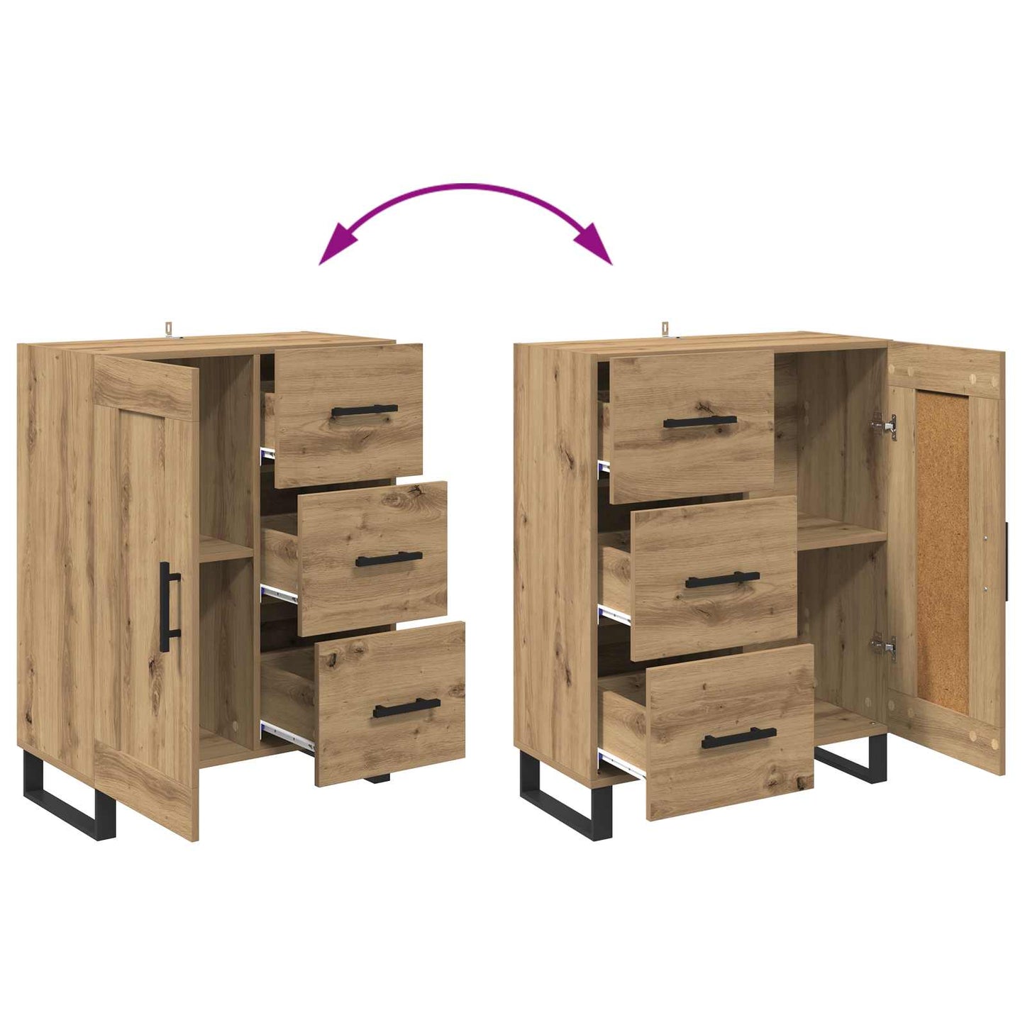 Highboard 2 stk. Artisan-Eiche 69,5 x 34 x 180 cm