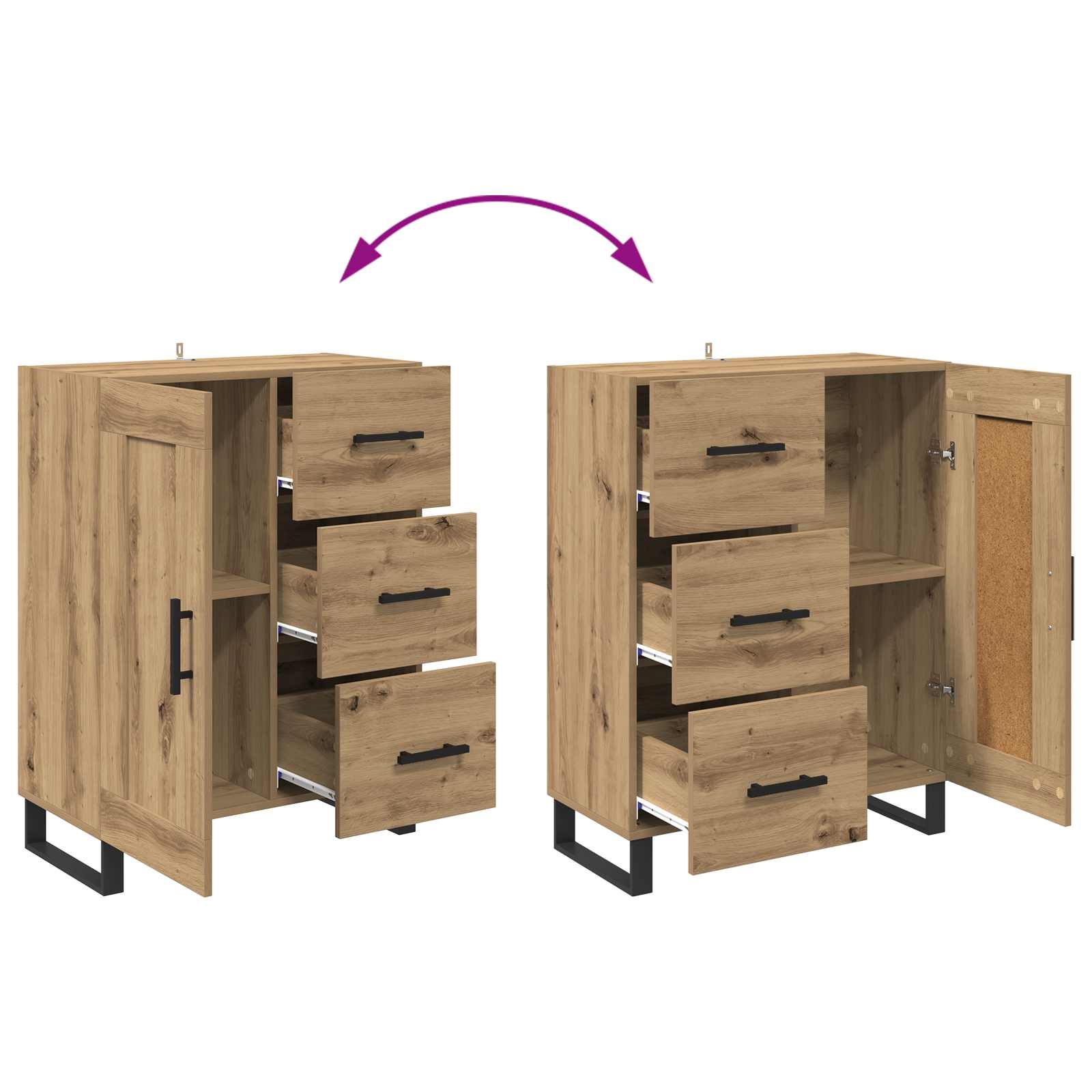 Highboard 2 stk. Artisan-Eiche 69,5 x 34 x 180 cm