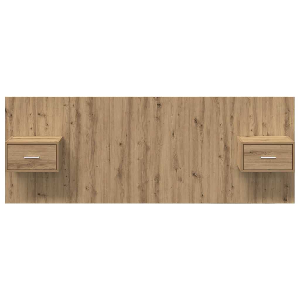 Kopfteil mit Schrank 3 stk. Artisan-Eiche Holzwerkstoff