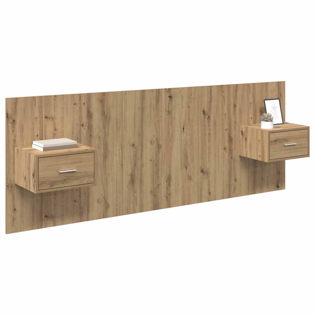 Kopfteil mit Schrank 3 stk. Artisan-Eiche Holzwerkstoff