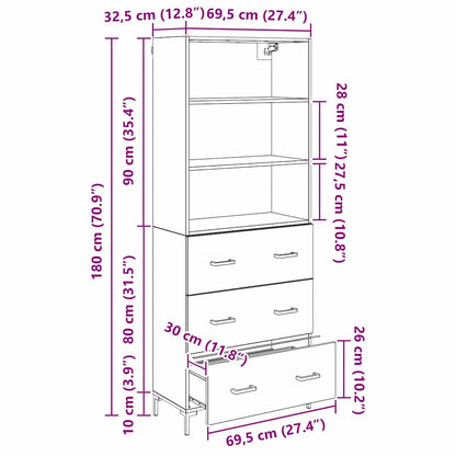Highboard Artisan-Eiche 69,5 x 34 x 180 cm Holzwerkstoff