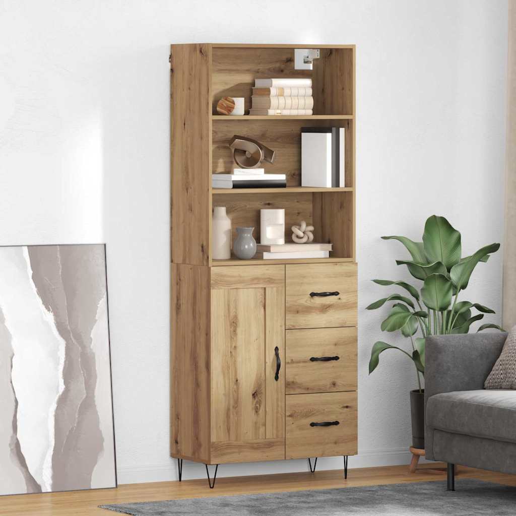 Highboard 2 stk. Artisan-Eiche 69,5 x 34 x 180 cm