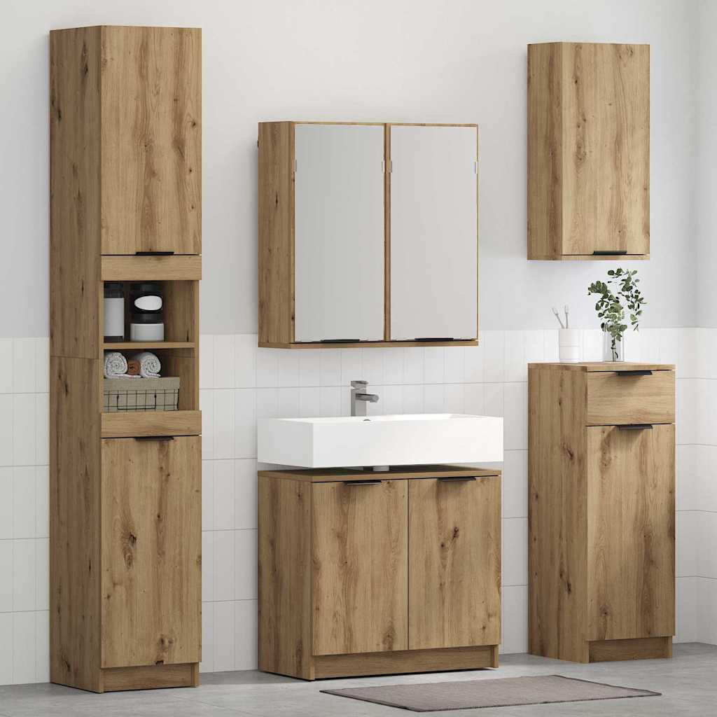 Badezimmerschrank-Set 3 Stk. Artisan-Eiche 32 x 34 x 188,5 cm