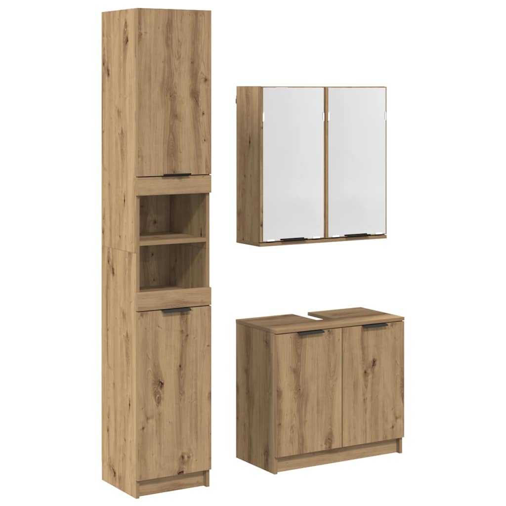 Badezimmerschrank-Set 3 Stk. Artisan-Eiche 32 x 34 x 188,5 cm