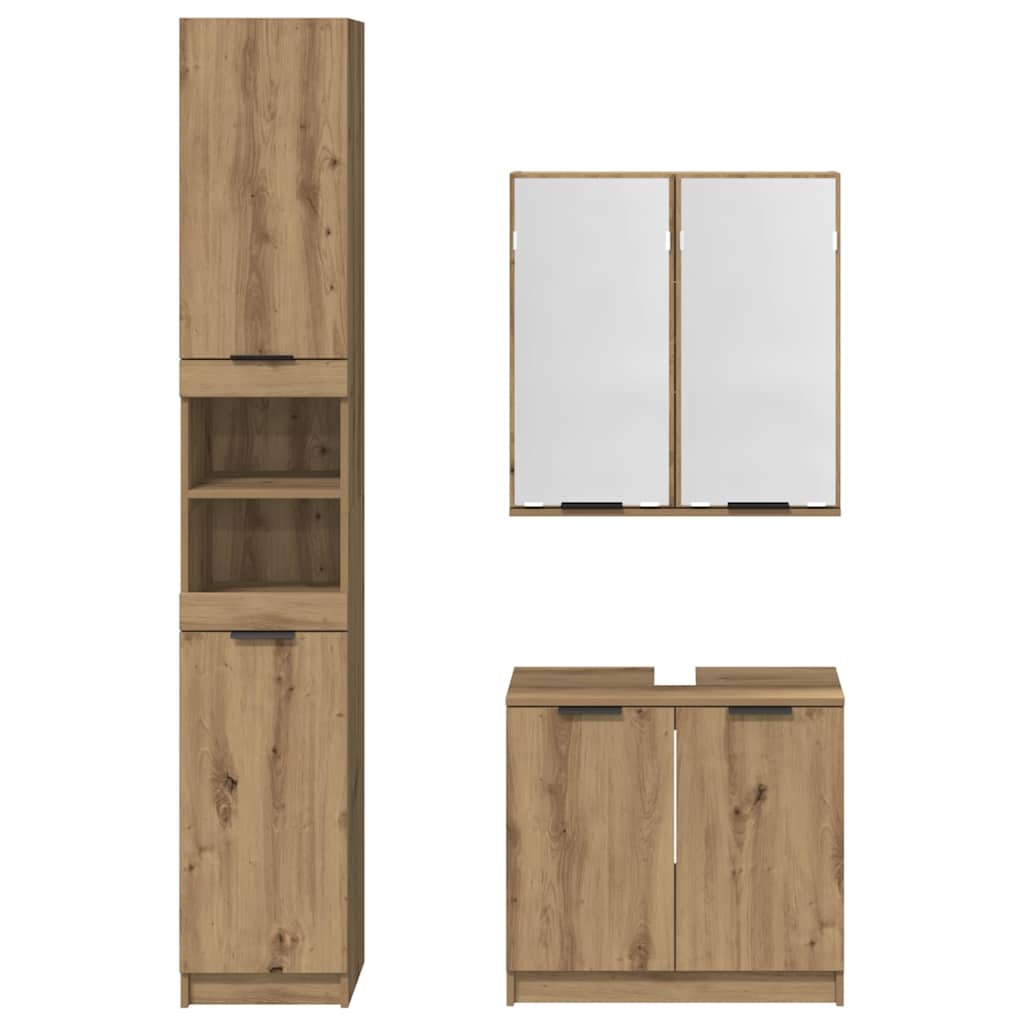 Badezimmerschrank-Set 3 Stk. Artisan-Eiche 32 x 34 x 188,5 cm