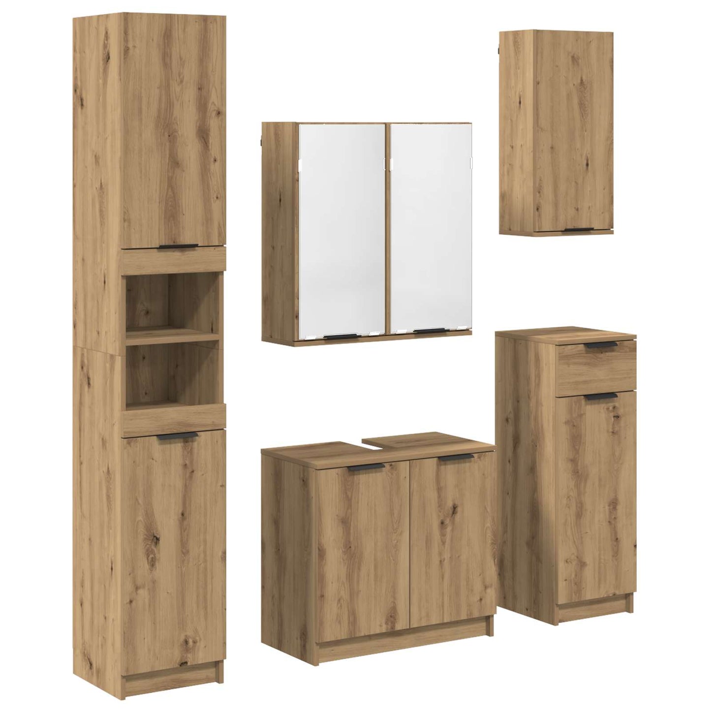 Badezimmermöbel-Set 5 Stk. Artisan-Eiche 64,5 x 33,5 x 59 cm