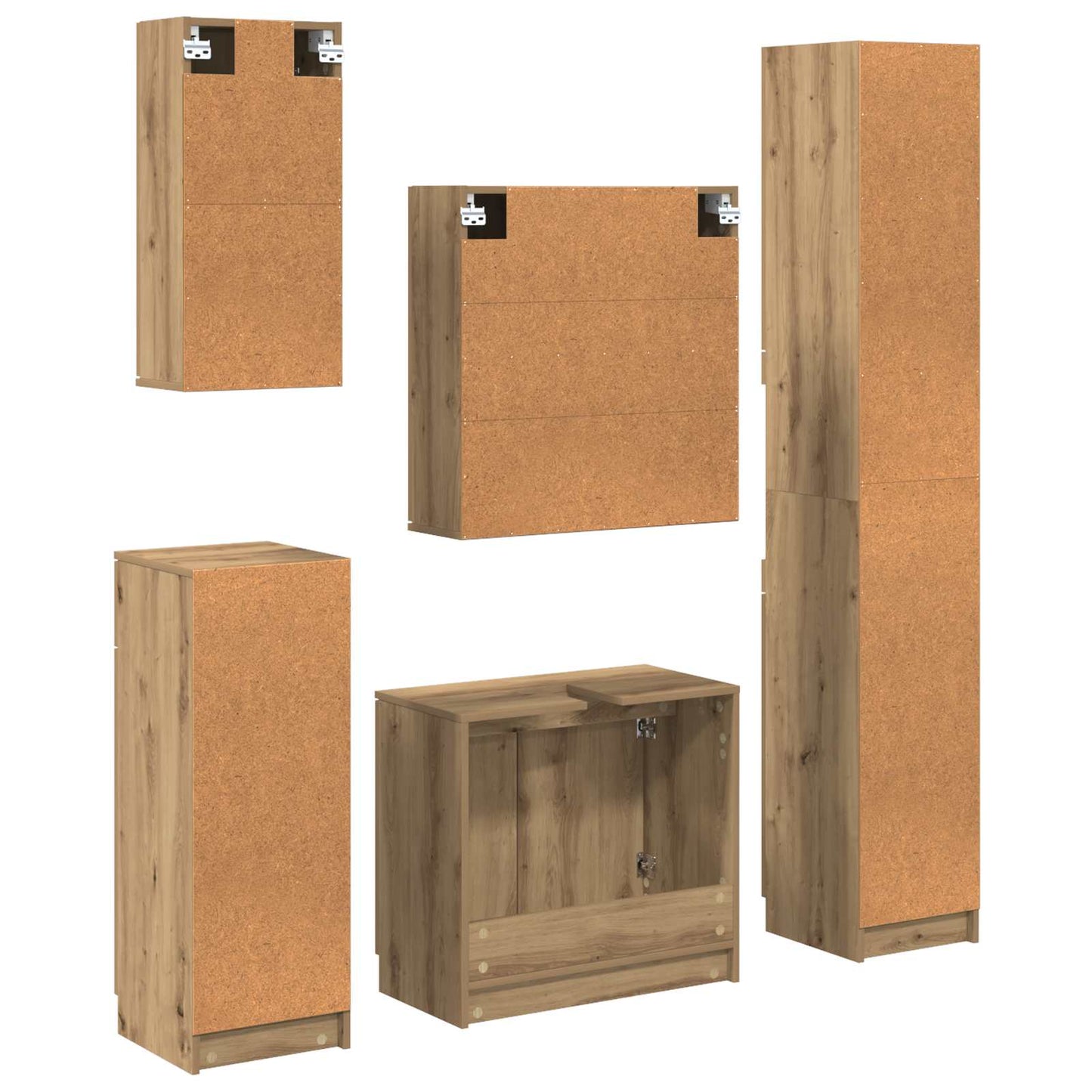 Badezimmermöbel-Set 5 Stk. Artisan-Eiche 64,5 x 33,5 x 59 cm