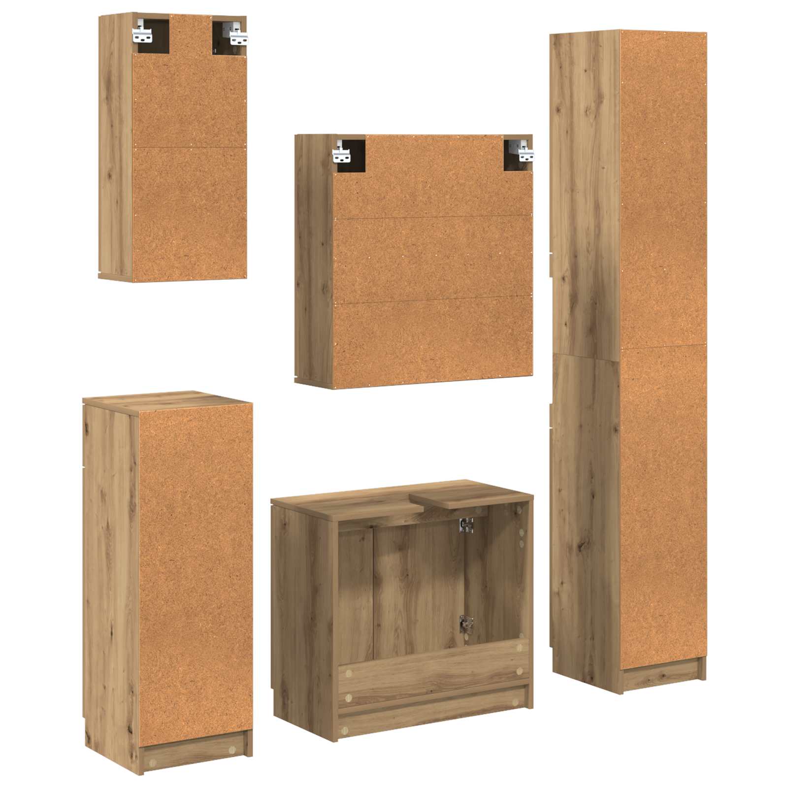 Badezimmermöbel-Set 5 Stk. Artisan-Eiche 64,5 x 33,5 x 59 cm