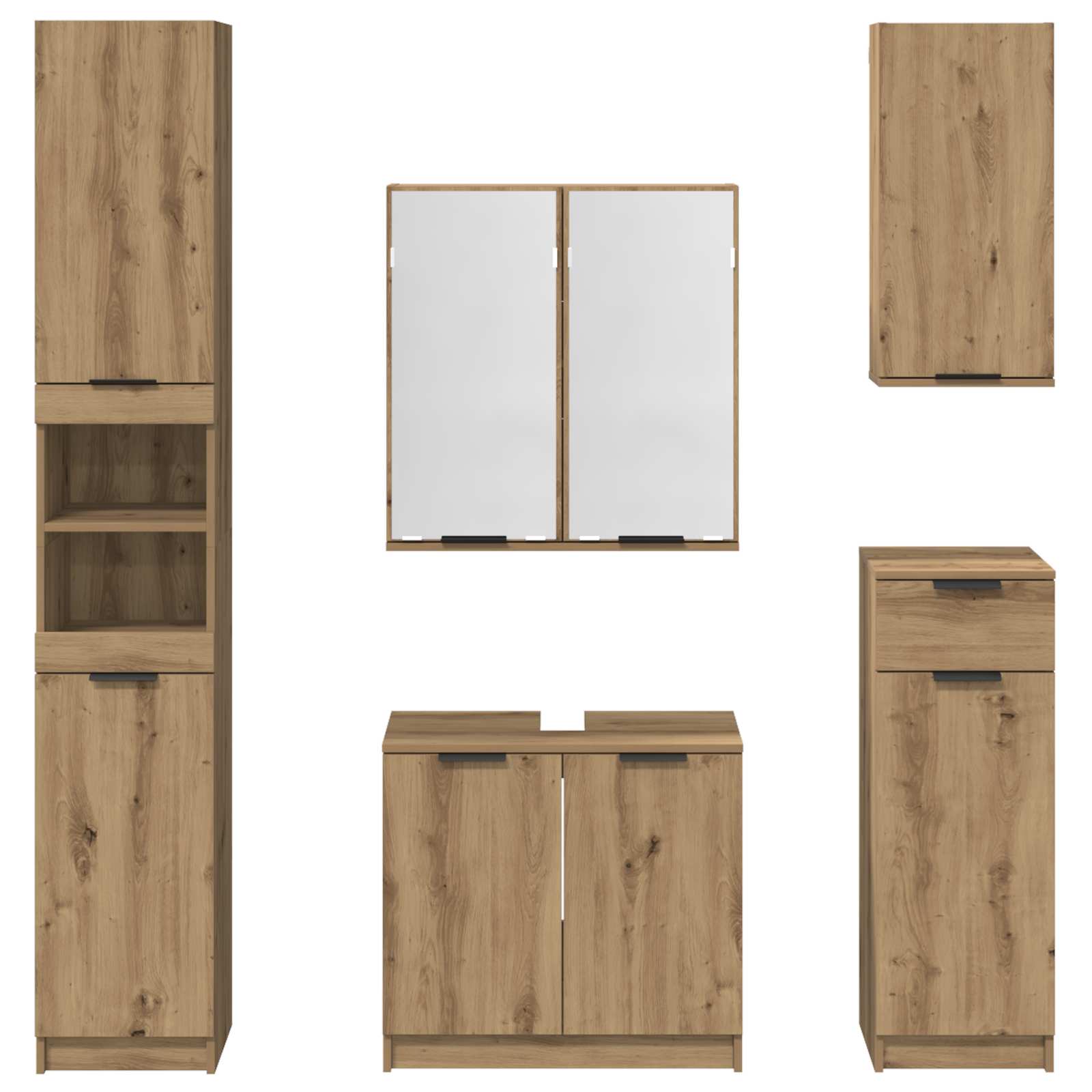 Badezimmermöbel-Set 5 Stk. Artisan-Eiche 64,5 x 33,5 x 59 cm