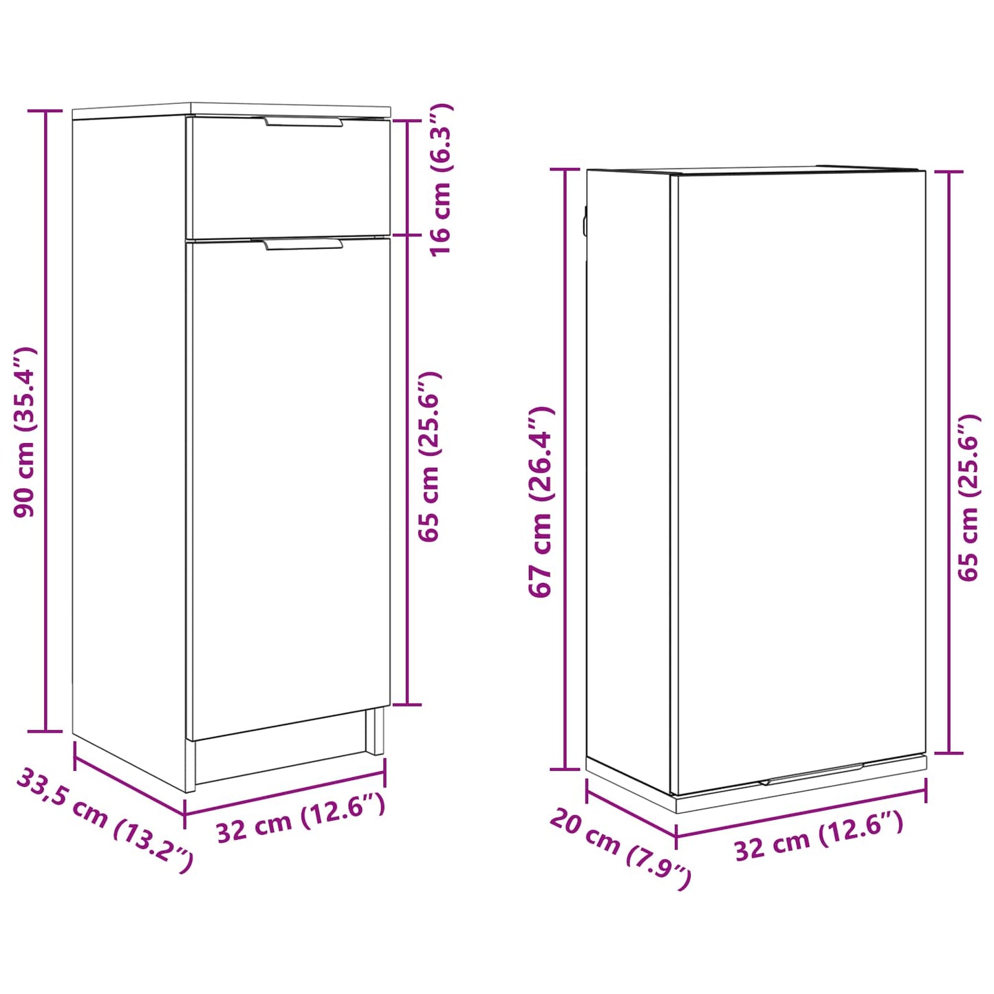 Badezimmermöbel-Set 5 Stk. Artisan-Eiche 64,5 x 33,5 x 59 cm