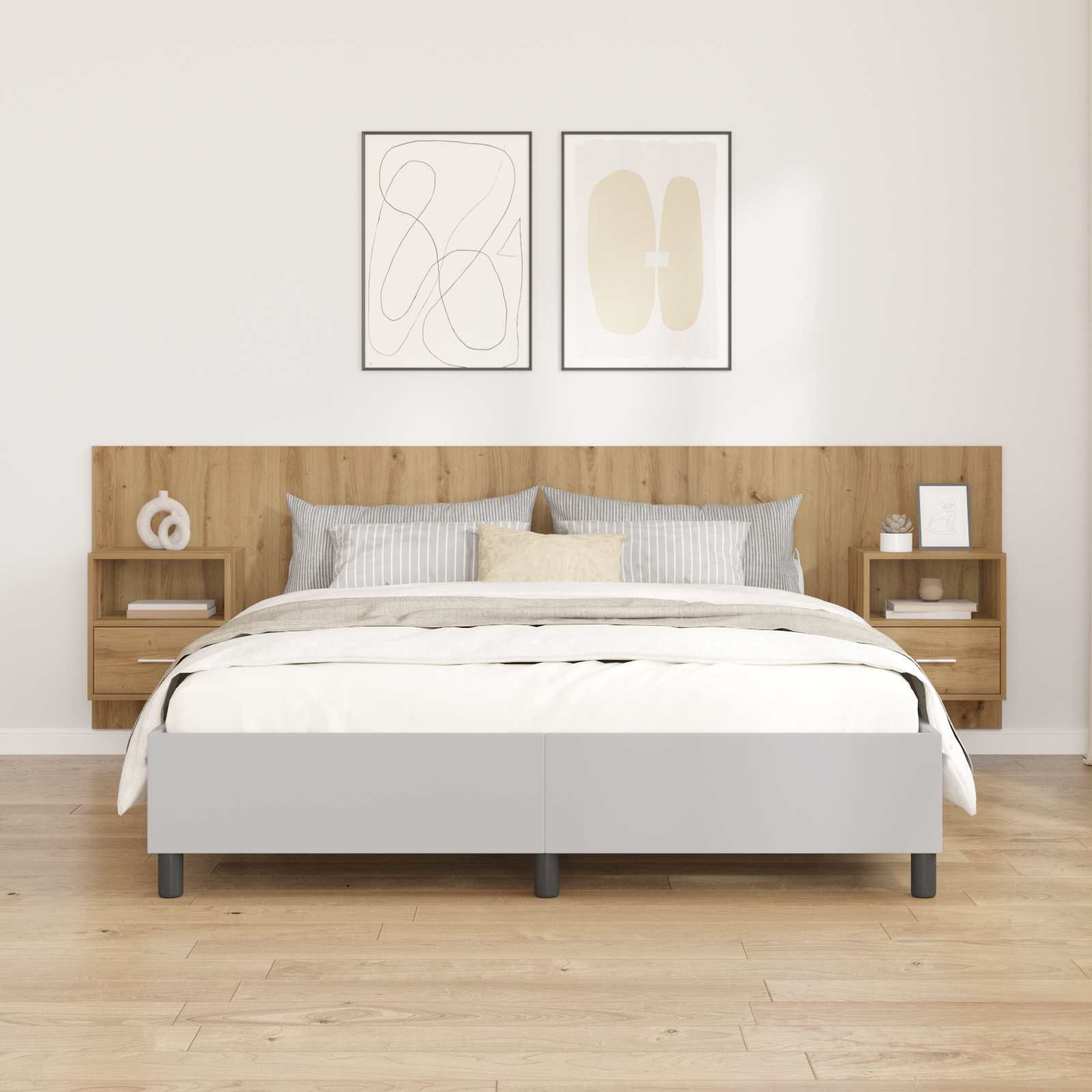Kopfteil mit Schrank 3 stk. Artisan-Eiche Holzwerkstoff