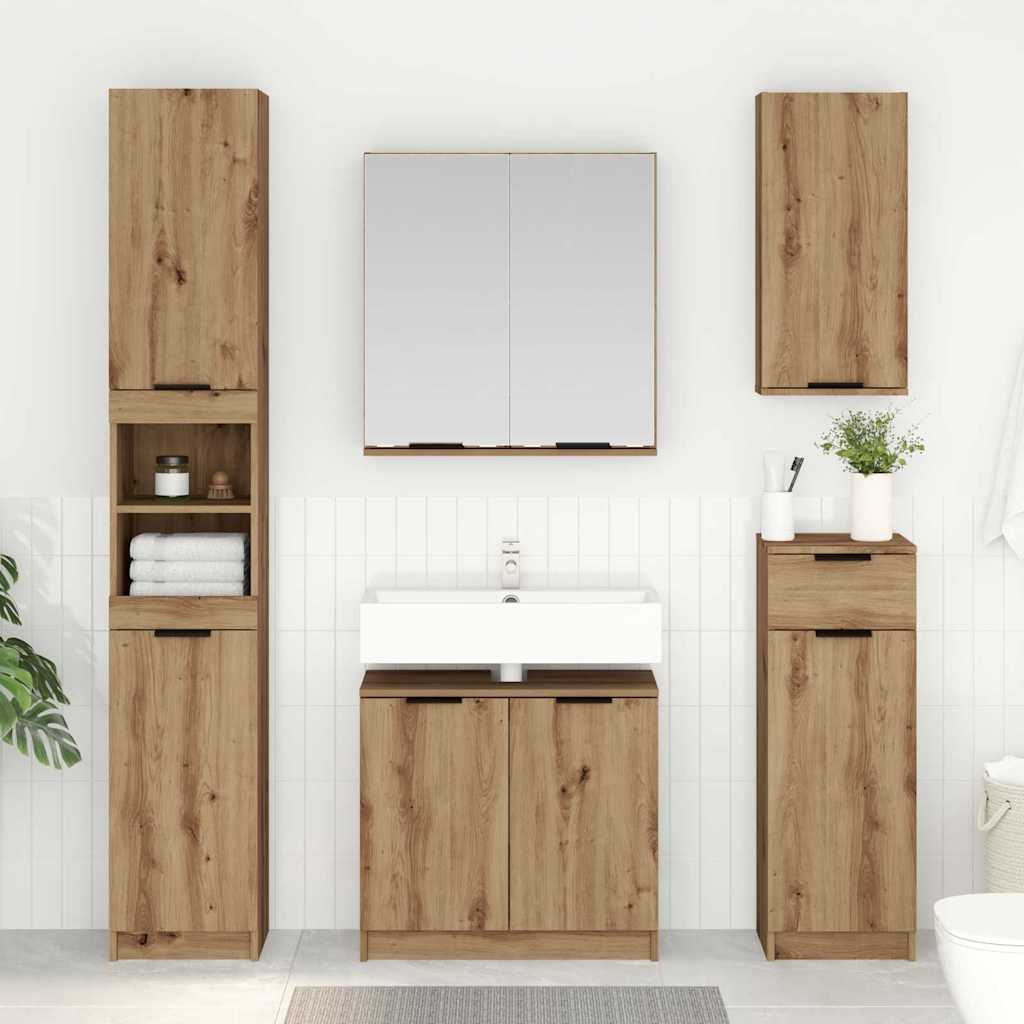 Badezimmerschrank-Set 2 Stk. Artisan-Eiche Holzwerkstoff