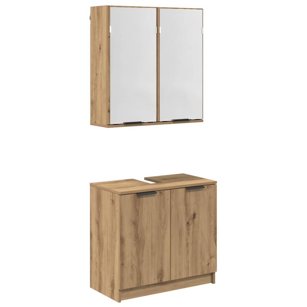 Badezimmerschrank-Set 2 Stk. Artisan-Eiche Holzwerkstoff