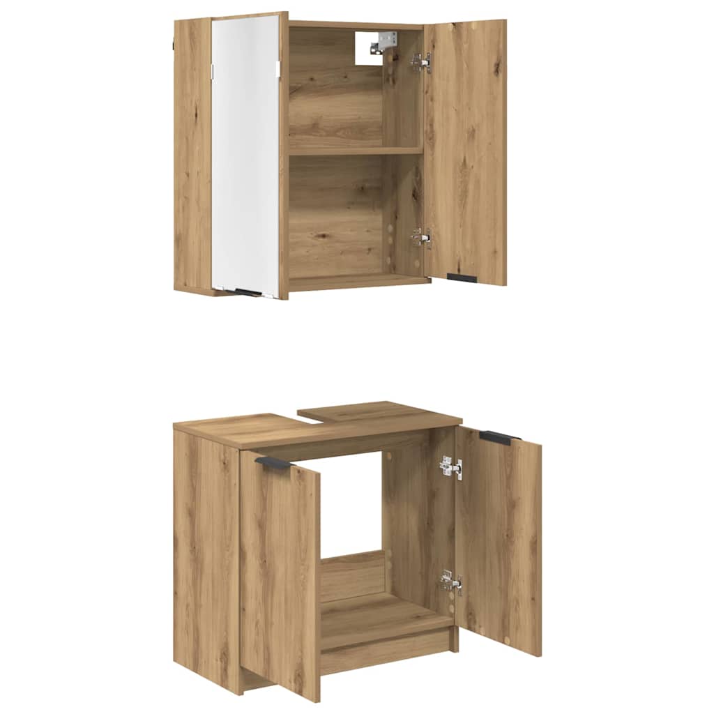 Badezimmerschrank-Set 2 Stk. Artisan-Eiche Holzwerkstoff