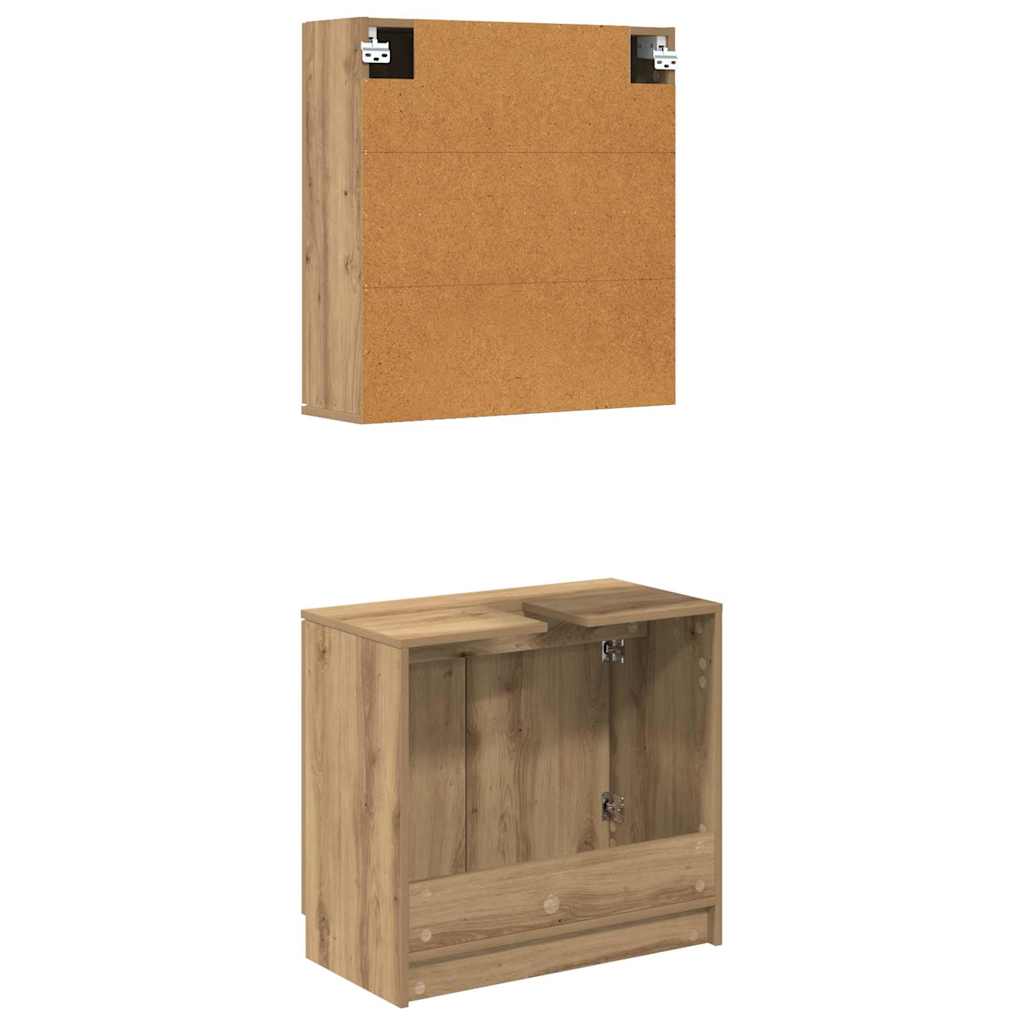 Badezimmerschrank-Set 2 Stk. Artisan-Eiche Holzwerkstoff