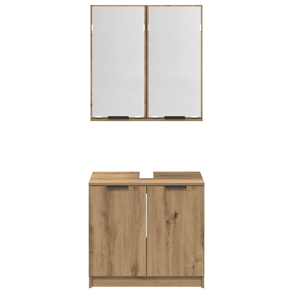 Badezimmerschrank-Set 2 Stk. Artisan-Eiche Holzwerkstoff
