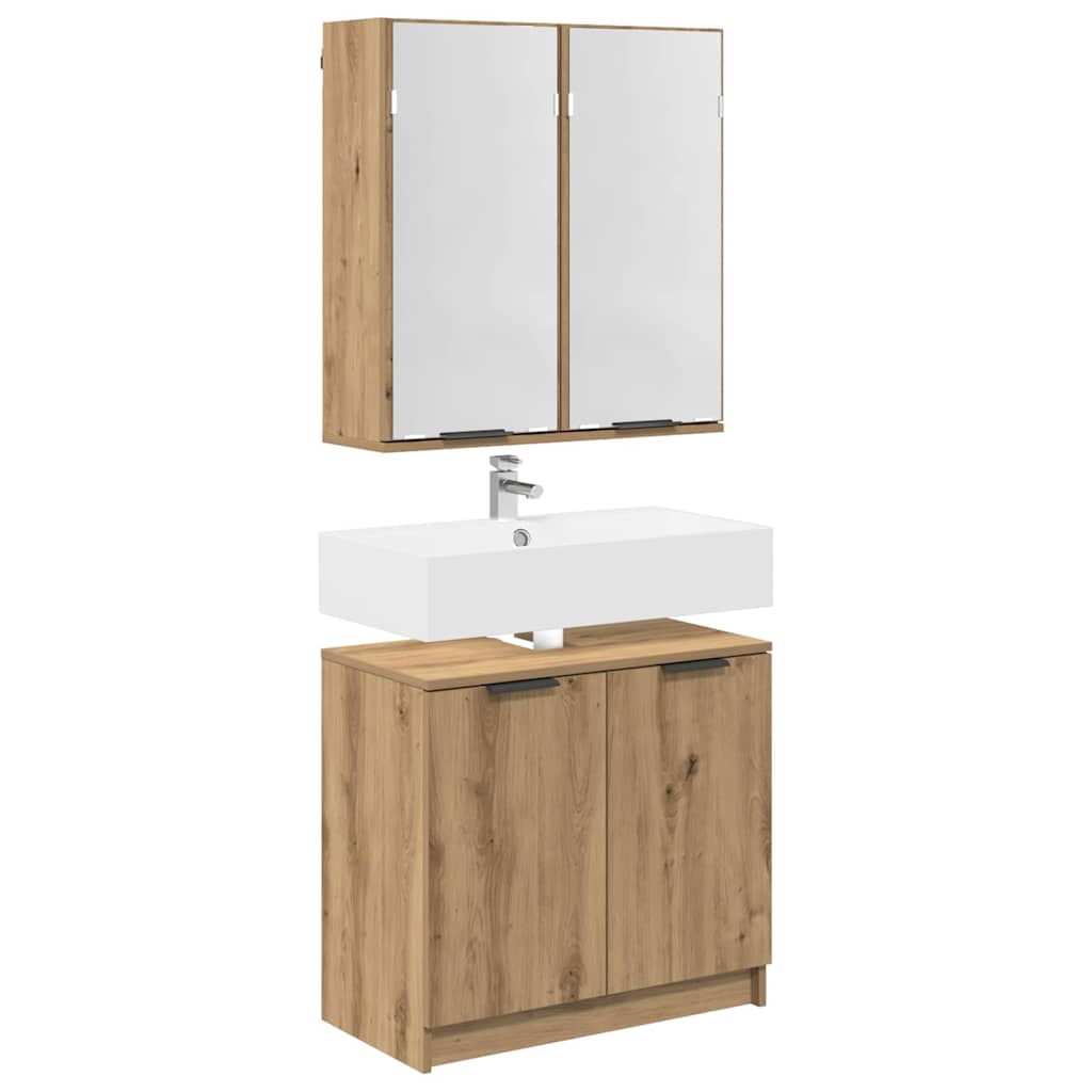 Badezimmerschrank-Set 2 Stk. Artisan-Eiche Holzwerkstoff