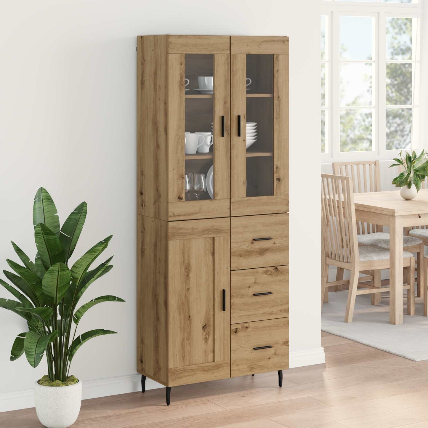 Highboard 2 stk. Artisan-Eiche 69,5 x 34 x 180 cm Holzwerkstoff