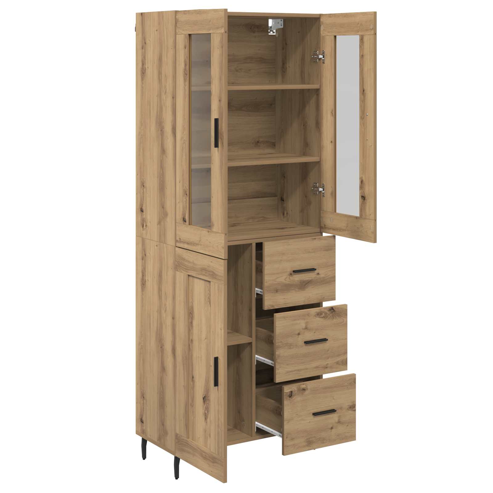 Highboard 2 stk. Artisan-Eiche 69,5 x 34 x 180 cm Holzwerkstoff