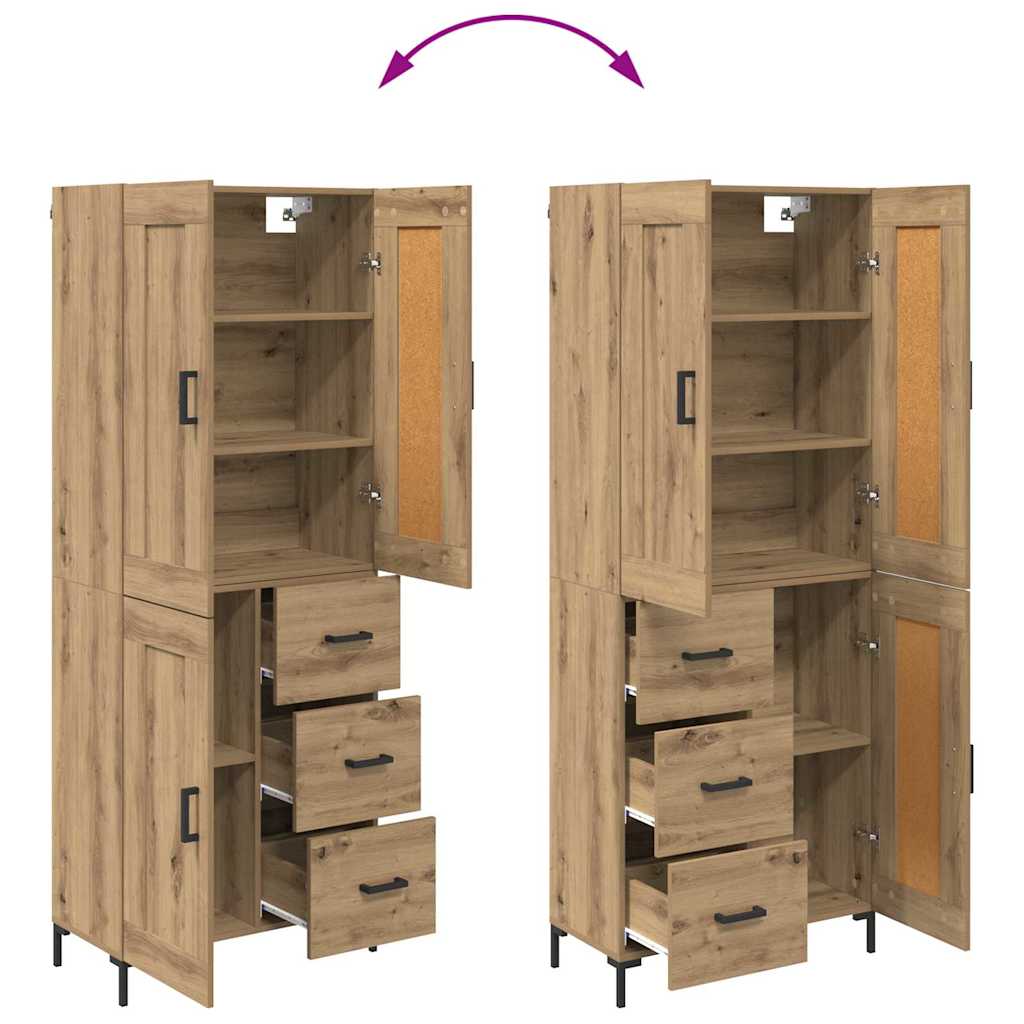Highboard 2 stk. Artisan-Eiche 69,5 x 34 x 180 cm Holzwerkstoff