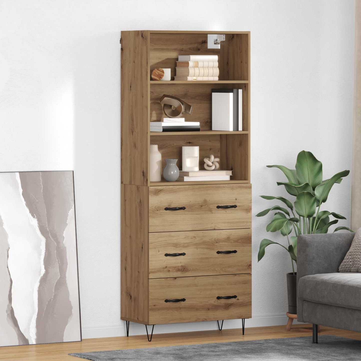 Highboard 2 stk. Artisan-Eiche 69,5 x 34 x 180 cm