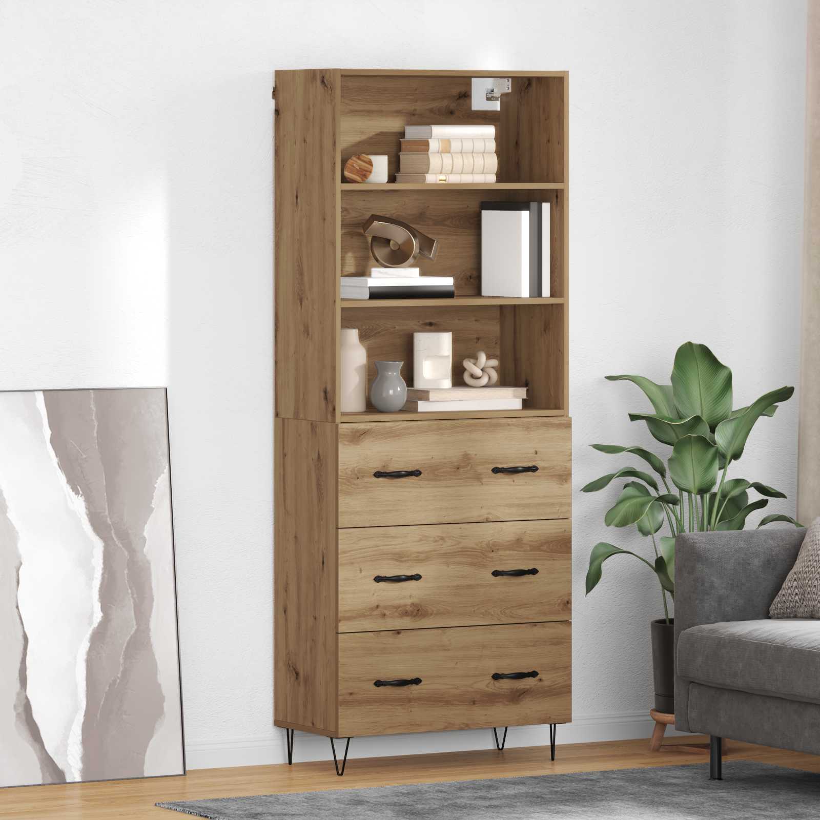 Highboard 2 stk. Artisan-Eiche 69,5 x 34 x 180 cm