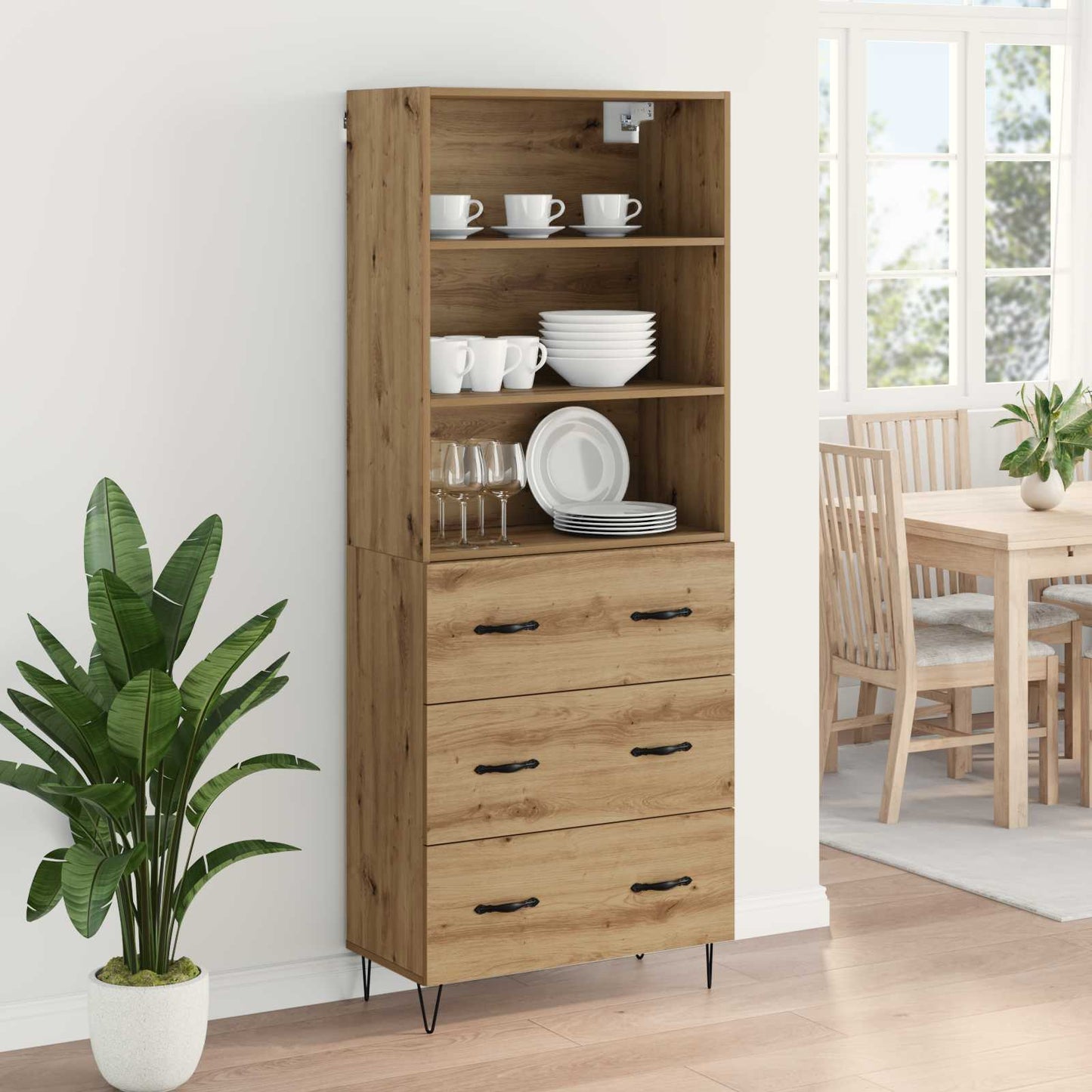 Highboard 2 stk. Artisan-Eiche 69,5 x 34 x 180 cm