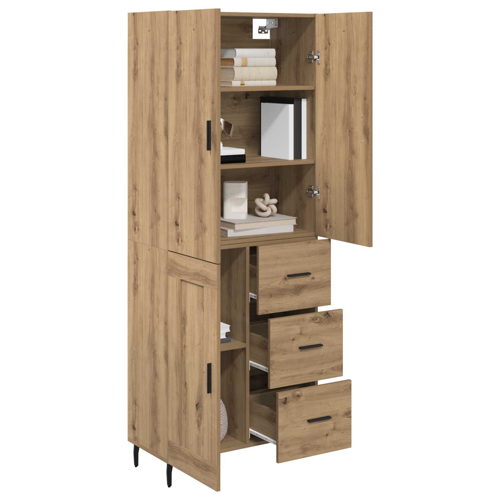 Highboard 2 pcs Artisan-Eiche 69,5 x 34 x 180 cm Holzwerkstoff
