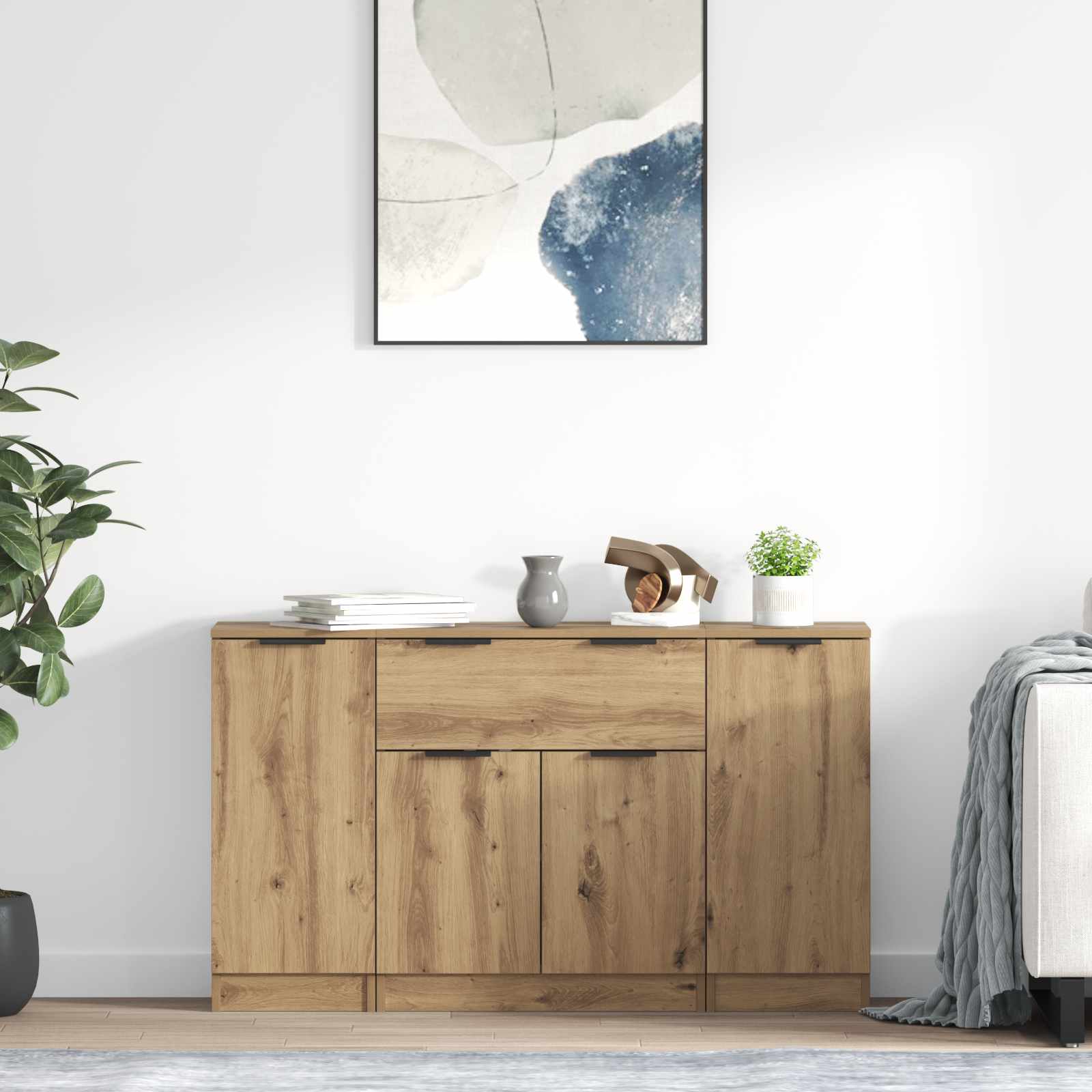Sideboard 3 stk. Artisan-Eiche 120 x 30 x 70 cm Holzwerkstoff