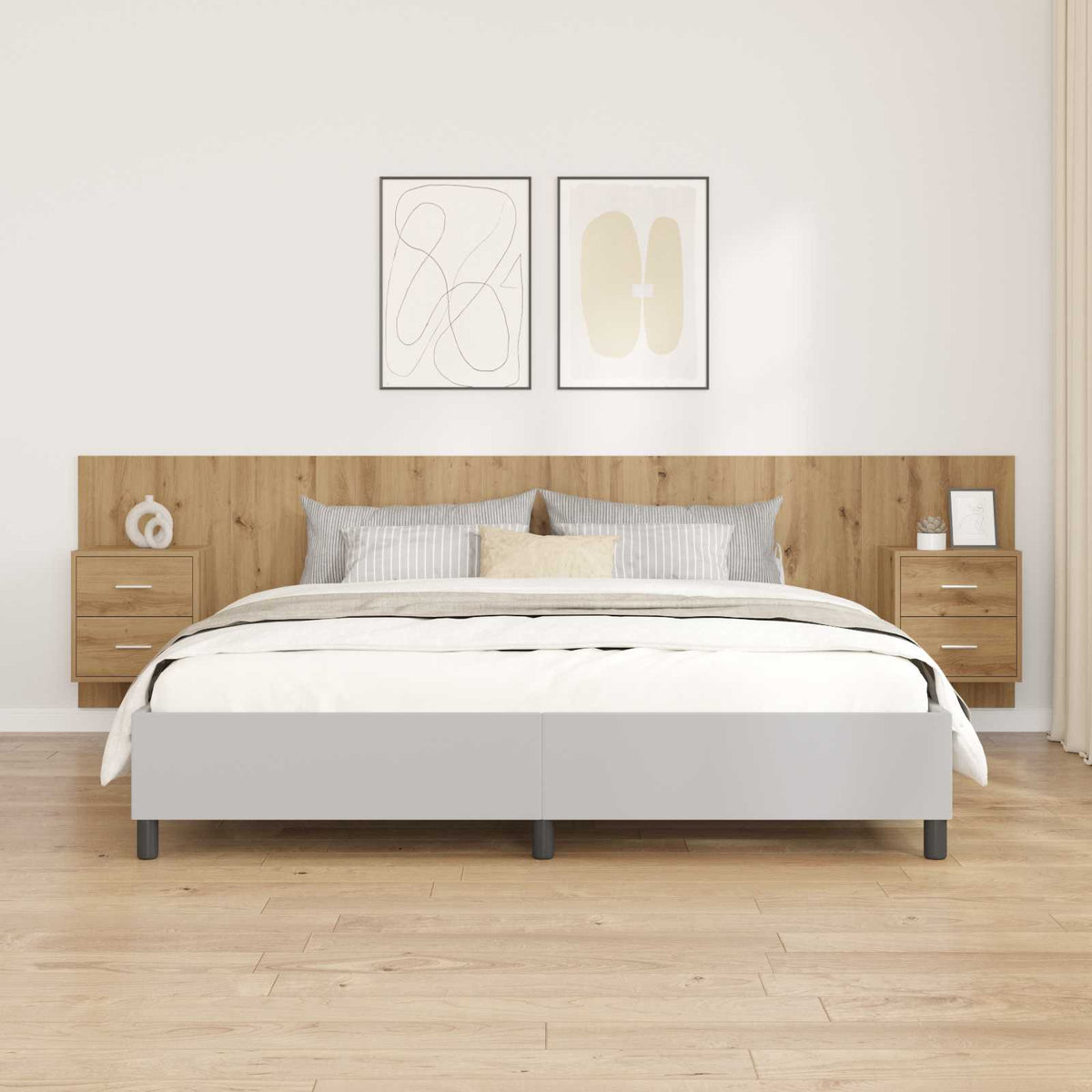 Kopfteil mit Schrank 3 stk. Artisan-Eiche Holzwerkstoff
