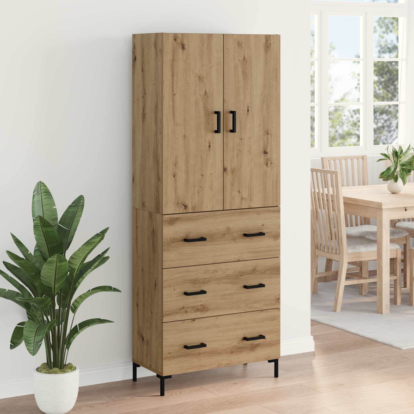 Highboard Artisan-Eiche 69,5 x 34 x 180 cm Holzwerkstoff