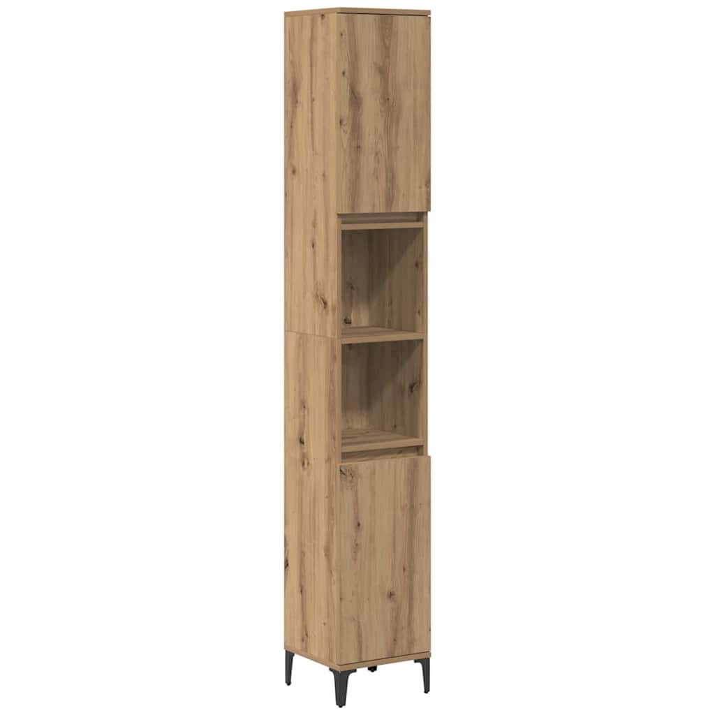 Badezimmermöbel-Set 3 stk. Artisan-Eiche 30 x 30 x 190 cm