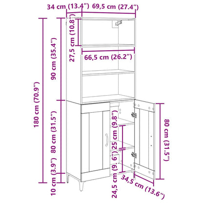 Highboard Artisan-Eiche 69,5 x 34 x 180 cm Holzwerkstoff