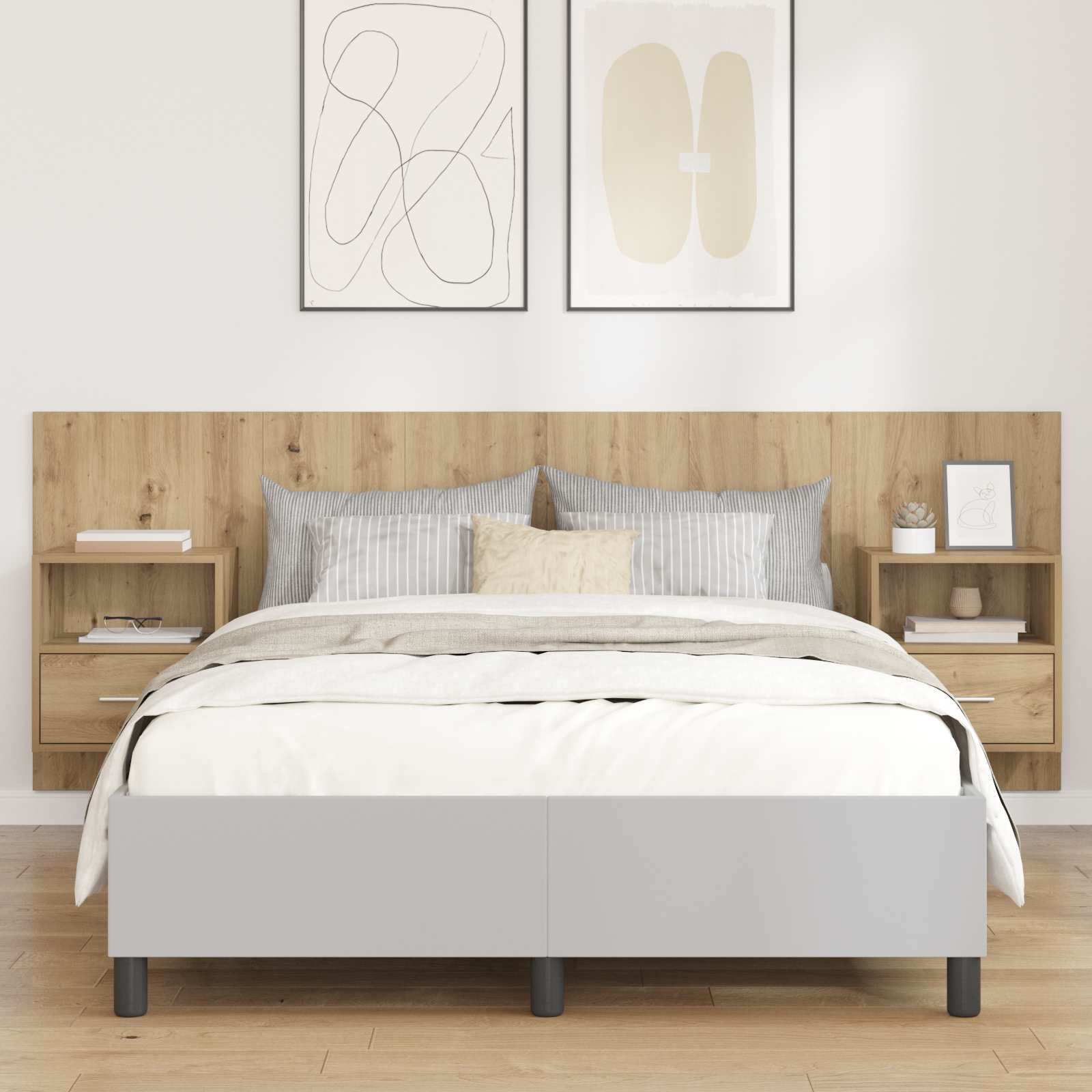 Kopfteil mit Schrank 3 stk. Artisan-Eiche Holzwerkstoff