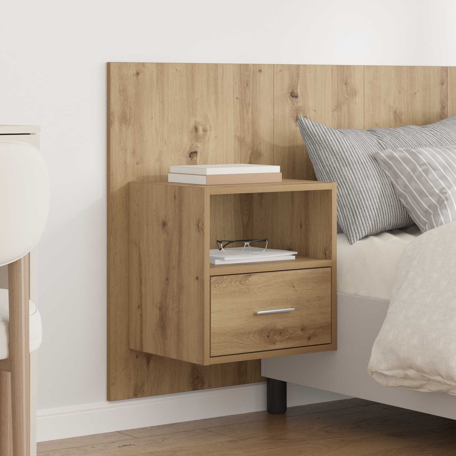 Kopfteil mit Schrank 3 stk. Artisan-Eiche Holzwerkstoff